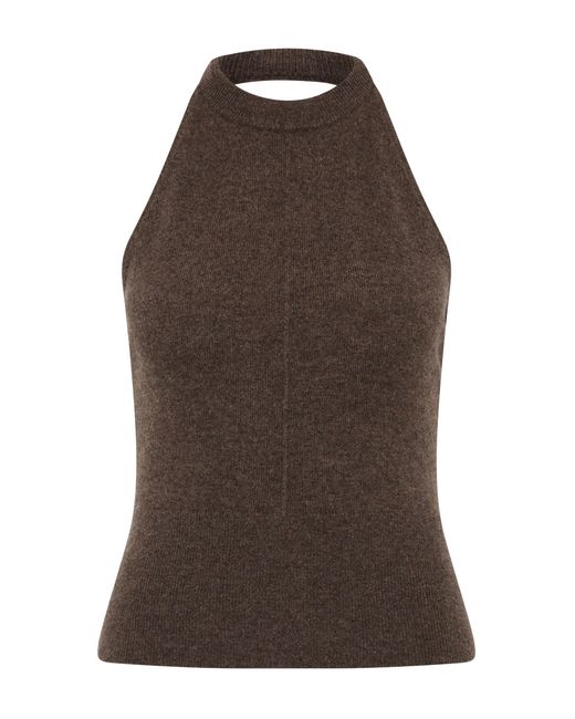 St. Agni Brown Ribbed Halter Cashmere Top