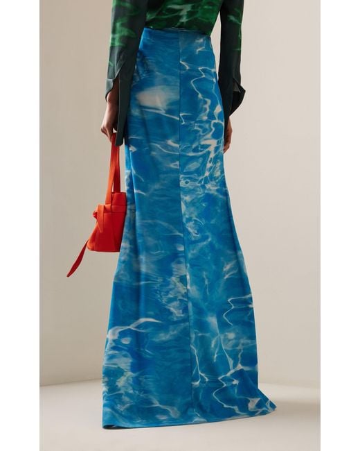 Rosie Assoulin Blue Printed Cotton-silk Maxi Skirt