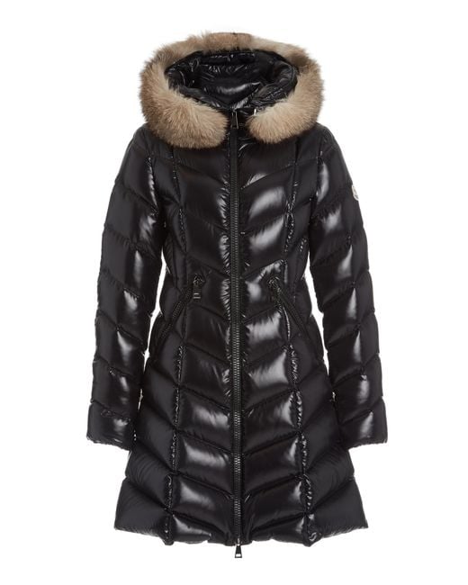 Moncler Fulmarus Lacque Fur trim Quilted Down Coat in Black Lyst Australia