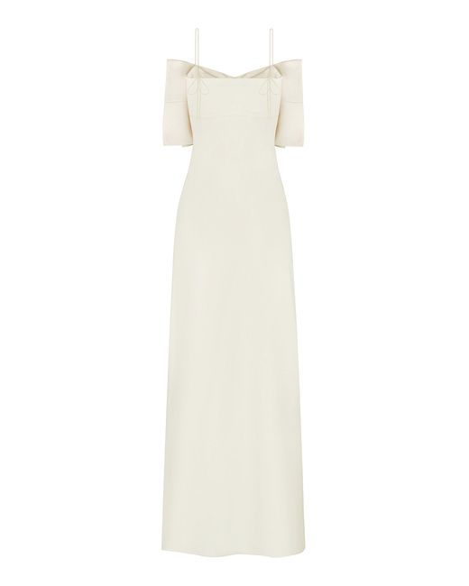 Anna October Bow-embellished Satin Maxi Dress in White | Lyst