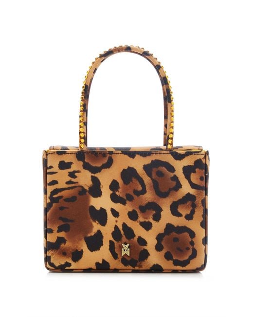AMINA MUADDI Brown Super Amini Crystal-trimmed Leopard Satin Top Handle Bag