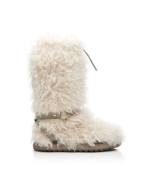 Moncler White Beverly Mohair Snow Boots