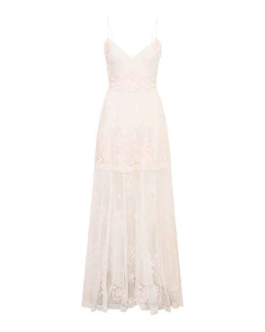 LoveShackFancy White Valmy Embroidered Lace Dress