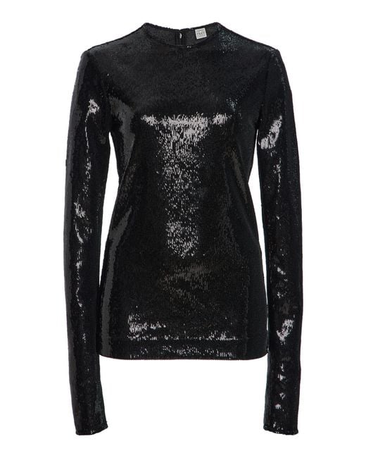 Totême Black Sequined Top