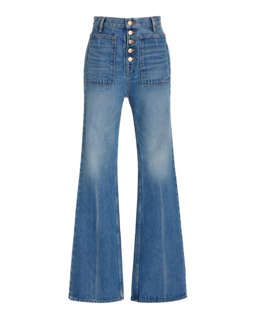 Ulla Johnson Blue Lou Button Fly High-waisted Flared Jeans
