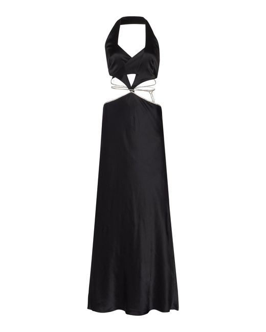 Michael Lo Sordo Black Alexa Cutout Crystal-embellished Satin Maxi Dress