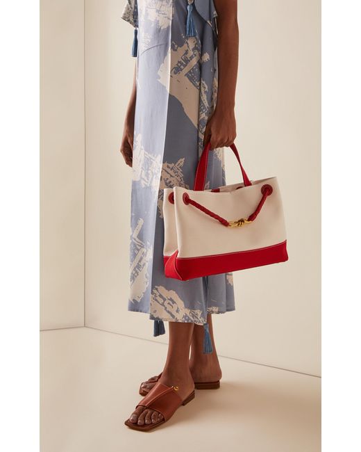 Bottega Veneta Red Andiamo Canvas Tote Bag