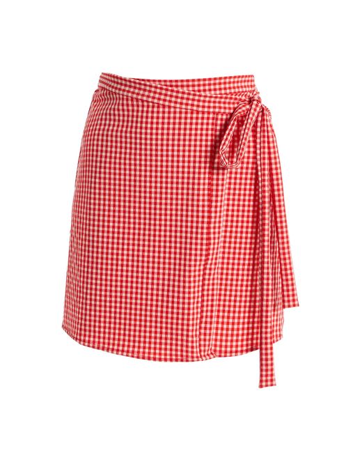 Juillet Red The Wrap Plaid Skirt