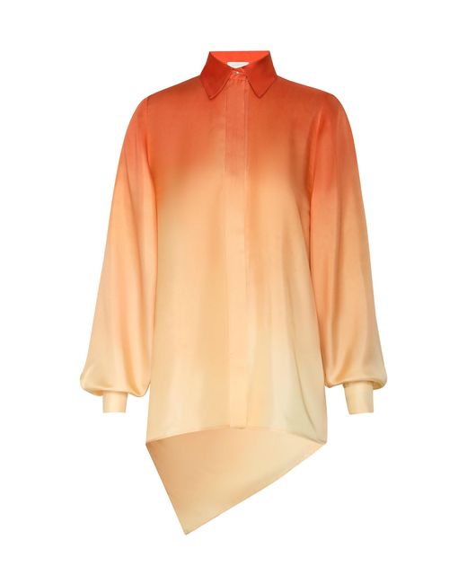 Zimmermann Orange Tranquility Draped Silk Shirt for men