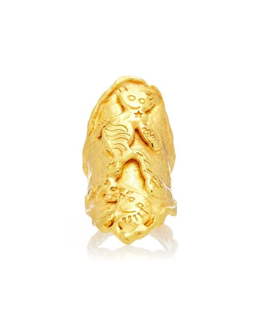 Jean Mahie Metallic 22k Yellow Gold Monster Ring