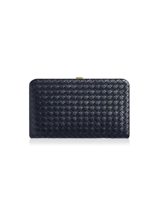 Bottega Veneta Blue Mezzanotte Intrecciato Leather Clutch