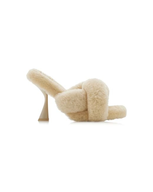 Cult Gaia White Zabelle Shearling Sandals