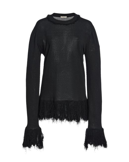 Kallmeyer Black Neave Fringe-Trim Crewneck