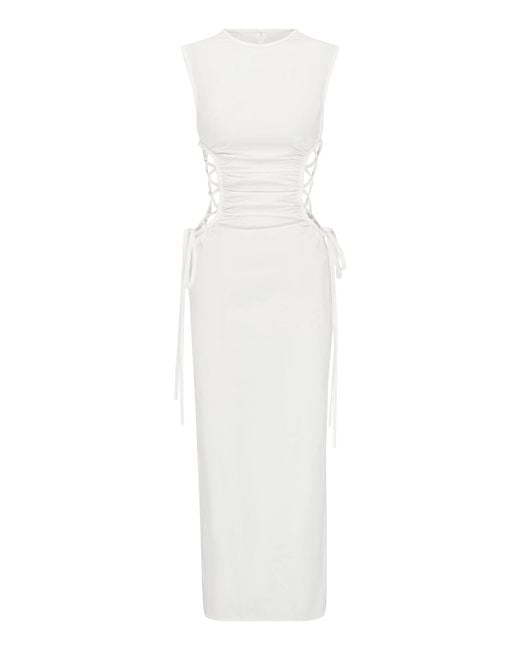 Christopher Esber White Ruched Side-laced Shell Dress