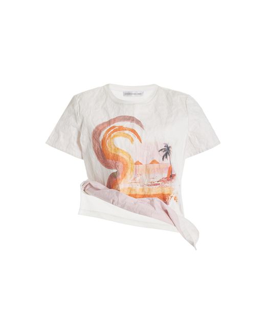 Christopher Esber White Exclusive Surf-print Crushed-cotton T-shirt