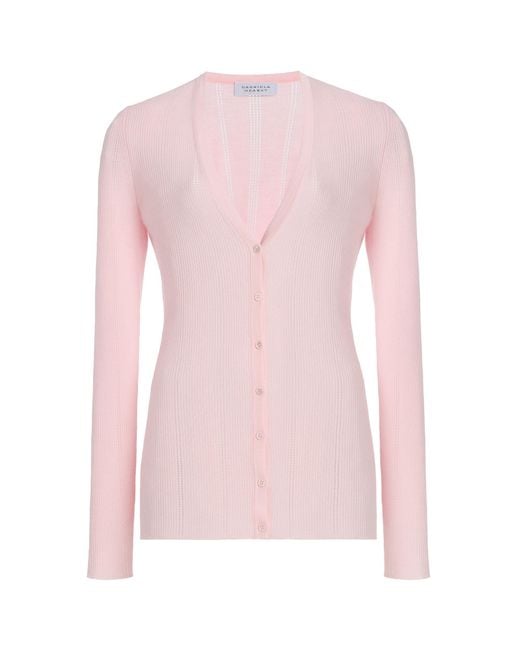 Gabriela Hearst Pink Lillian Pointelle-Knit Wool Cardigan