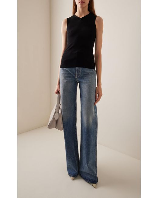 Khaite Blue Dane High-Rise Stretch Flared Jeans