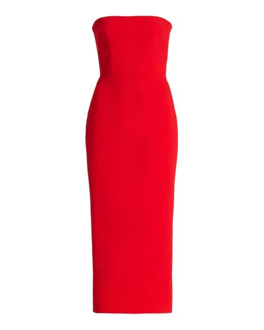 Alex Perry Red Exclusive Callan Strapless Crepe Midi Dress