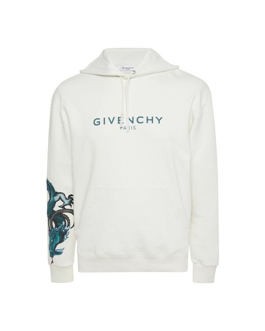 Givenchy White Capricorn Cotton Logo Hoodie for men