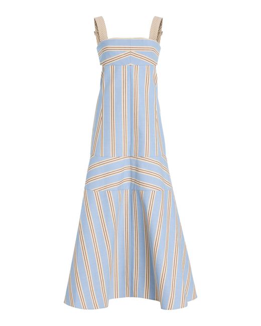 Alexis White Talette Striped Cutout Cotton Midi Dress