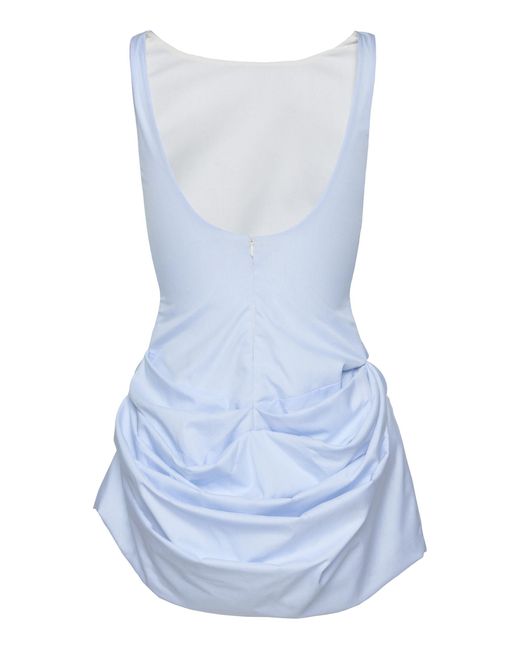 magda butrym gathered cotton mini dress Magda Butrym Gathered Cotton Mini Dress in Blue