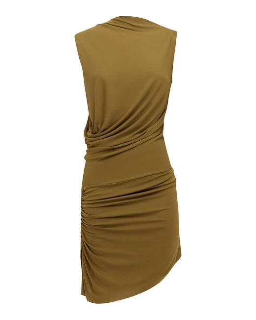 Alex Perry Green Sleeveless Draped Dry Jersey Mini Dress