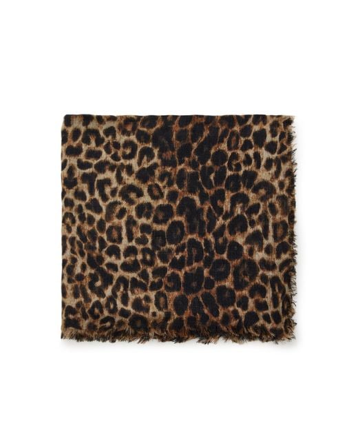 Saint Laurent Black Large Leopard Silk Scarf