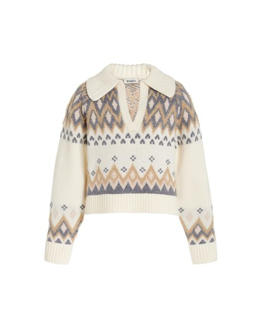Jonathan Simkhai Natural Clarence Wool-cashmere Polo Sweater