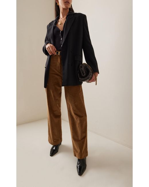 House of Dagmar Brown Organic Cotton Corduroy Wide-leg Pants