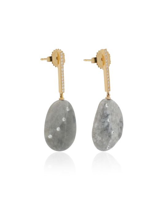 Cvc Stones White One-of-a-kind 18k Yellow Gold Diamond Earrings