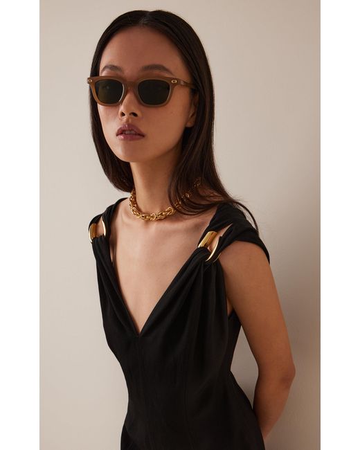 Gucci Brown Rectangle-Frame Acetate Sunglasses