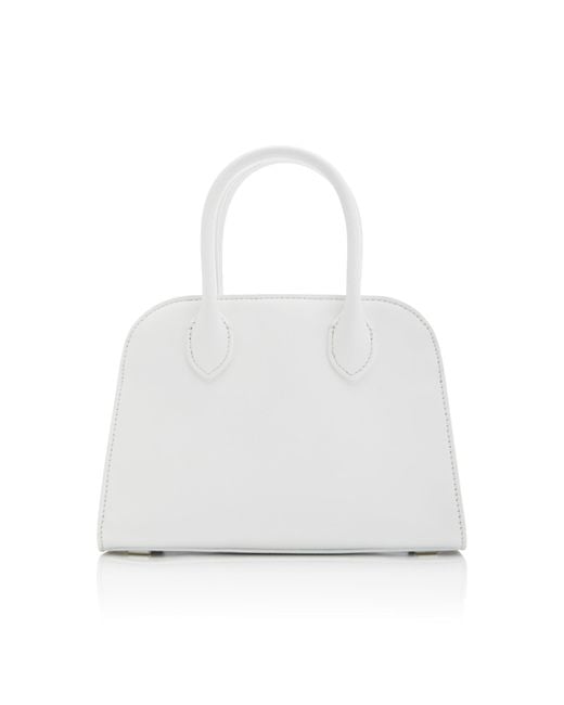The Row White Margaux 7.5 Leather Top Handle Bag
