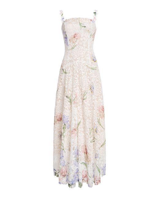 Oscar de la Renta White Degradé-Printed Lace Midi Dress