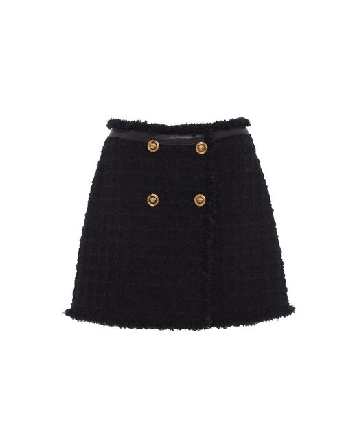 Versace Tweed Mini Skirt in Black | Lyst