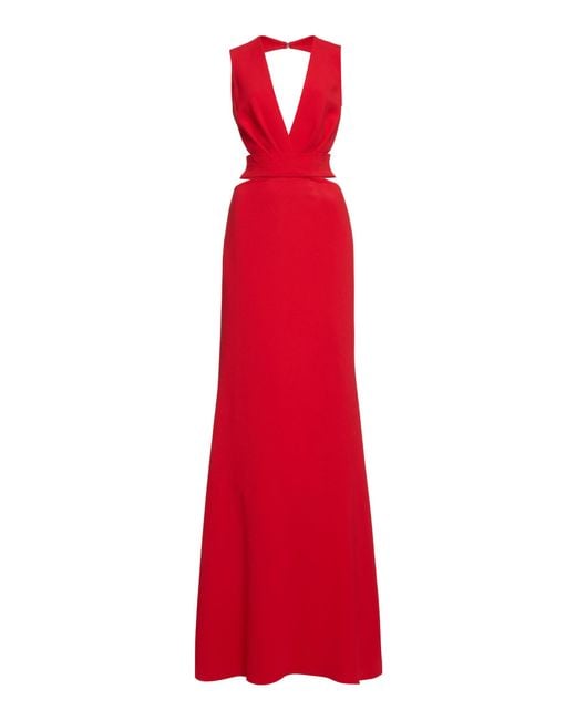 Elie Saab Red Cady Maxi Dress