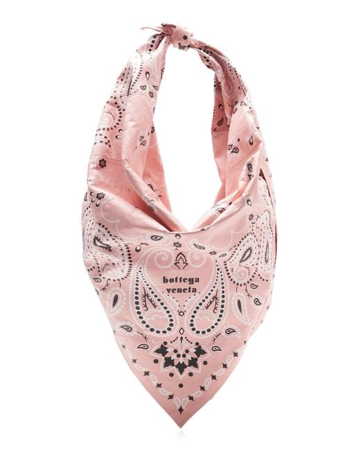 Bottega Veneta Pink Bandana-Printed Paper Leather Foulard Bag