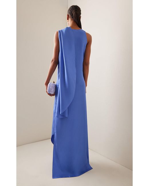 Maison Rabih Kayrouz Blue Draped Silk-twill Maxi Dress