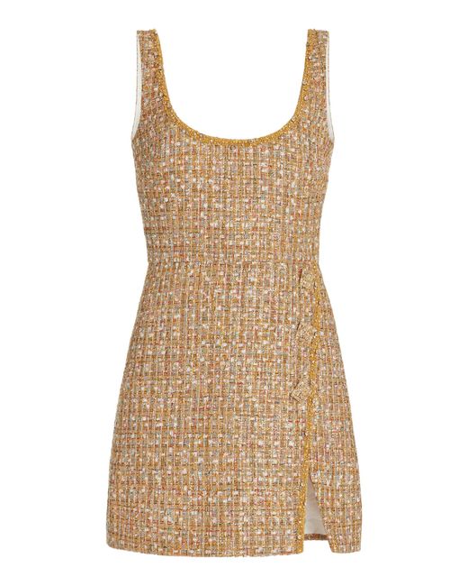 SelfPortrait Tinsel Boucle Mini Dress in Gold (Natural) Lyst