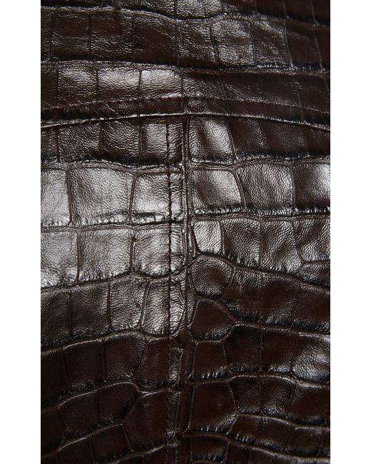 Tom Ford Black Side-zip Croc-embossed Leather Mini Skirt