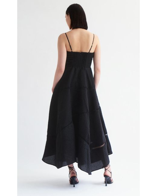 Aje. Black Cinque Jacquard Linen-blend Maxi Dress