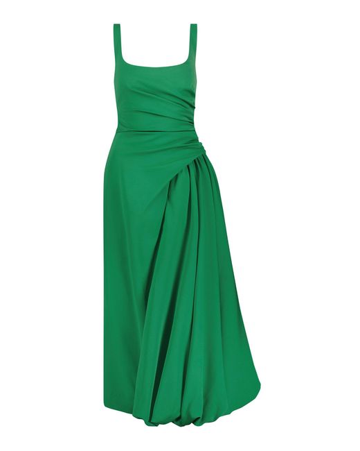 Lela Rose Green Faille Scoop Neck Bubble Dress