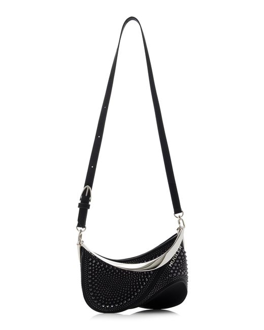 Mugler Black Spiral Small Crystal-embellished Leather Bag
