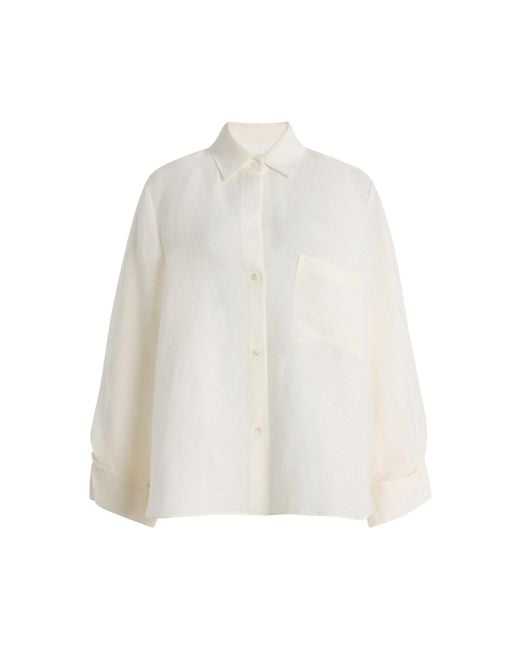 Twp White Next Morning Oversized Linen-Silk Shirt