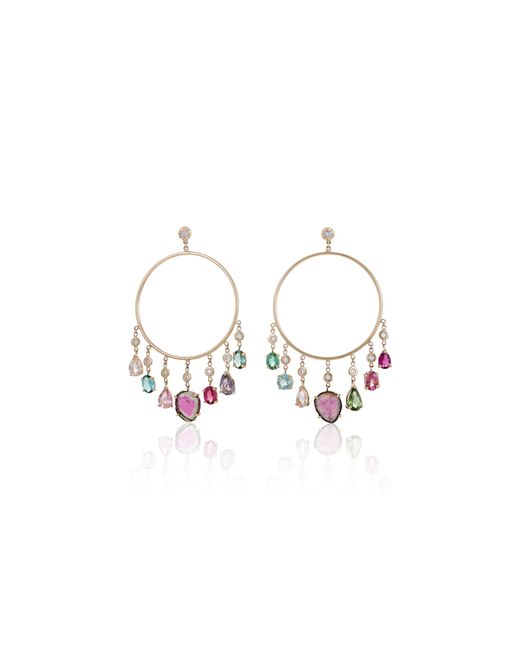 Jacquie Aiche Multicolor 14K Diamond Hoop Earrings