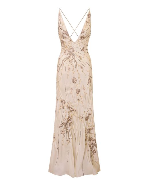 LoveShackFancy Natural Marlo Silk Charmeuse Maxi Dress