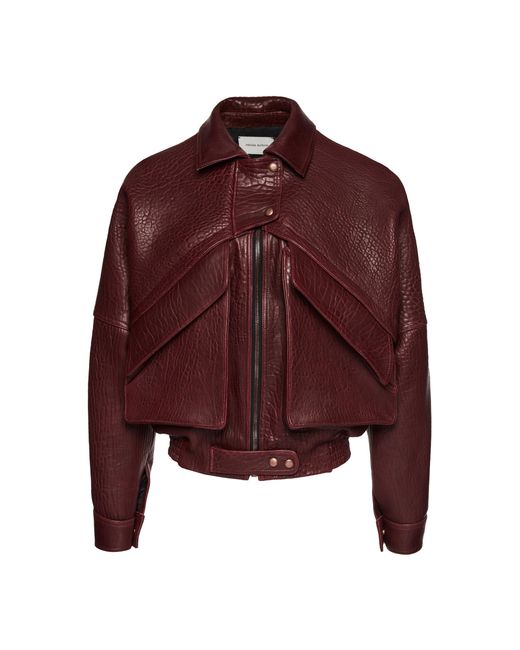 Magda Butrym Red Leather Biker Jacket