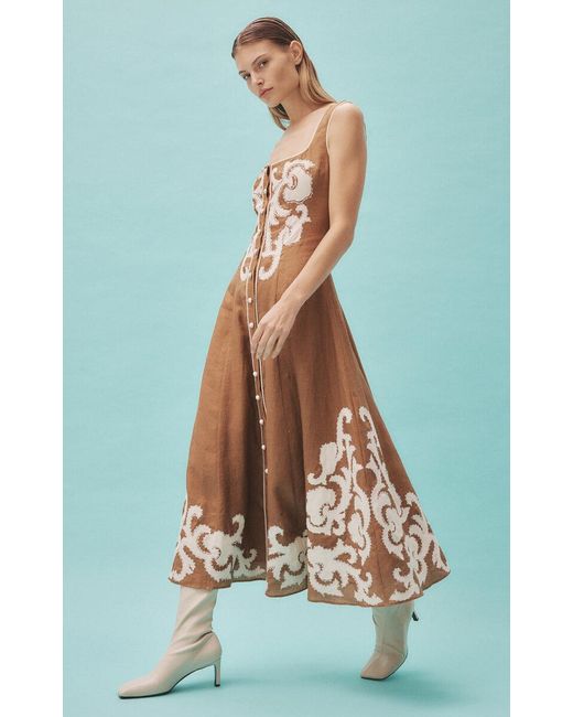 ALÉMAIS Lucky Pace Shirred Linen Midi Sun Dress main image 0