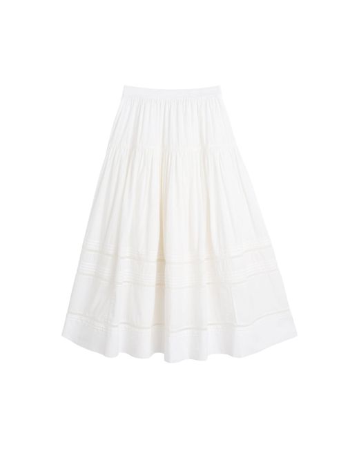 SKALL White Primula Cotton Midi Skirt