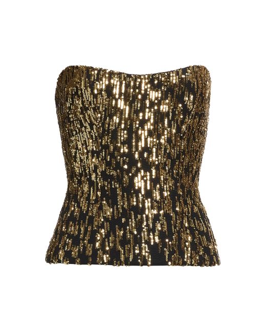 Elie Saab Green Sequined Strapless Corset