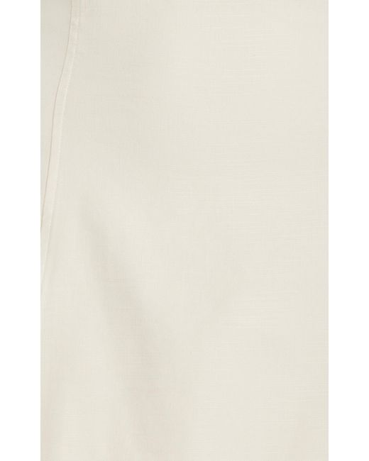 Cult Gaia White Akaia High Collar Linen-blend Mini Dress